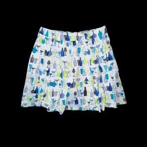 SAN SOLEIL Sansoleil Drink Glass Print Athletic Skirt Shorts Skort Size Medium